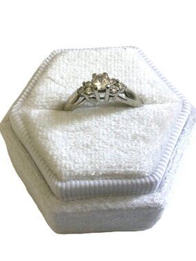 10K White‎ Gold Cubic Zirconia Engagement Promise Ring Size 5.75